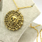 Pirates Of The Caribbean Necklace Aztec Skeleton Skull Heads Pendant Gold/Bronze Plated Vintage Men Statement Necklace Gifts