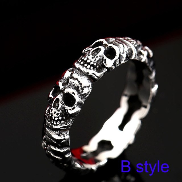 stainless steel punk cycle skull ring for men personality popular for aliexpress jewelry