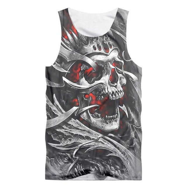 Brand 2018 Summer Tops Red Eyes Devil New Men's Vest 3D Printing O Collar Sleeveless Shirts Fashion Street Style Tank Tops