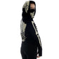 Women's Black Hooded Zipper Sweatshirt Skeleton Skull Mask Gothic Hoodie