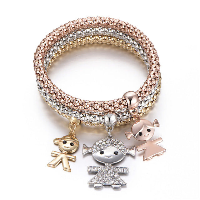 3Pcs Tree of Life Bracelet Popcorn Owl Heart Anchor Musical Note Charm Bracelets For Women Pulseria Feminina Boy & Girl Jewelry
