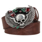 Wild Personality Men's belt metal buckle colour Skull Totem belts wing skeleton head pattern punk rock style trend belt for men