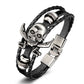 New Fashion 3 layer Leather Skull Bracelets&Bangles Handmade Round Rope Turn Buckle Bracelet For Women Men Charm bracelet