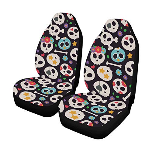 Skull Set with Flat Design Car Seat Covers Protector Set