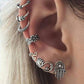 Punk Style Earring Sets For Women Ethnic Bohe Silver Color Ear Clip Tassel Earrings Feather Leaf Owl Earrings Wholesale