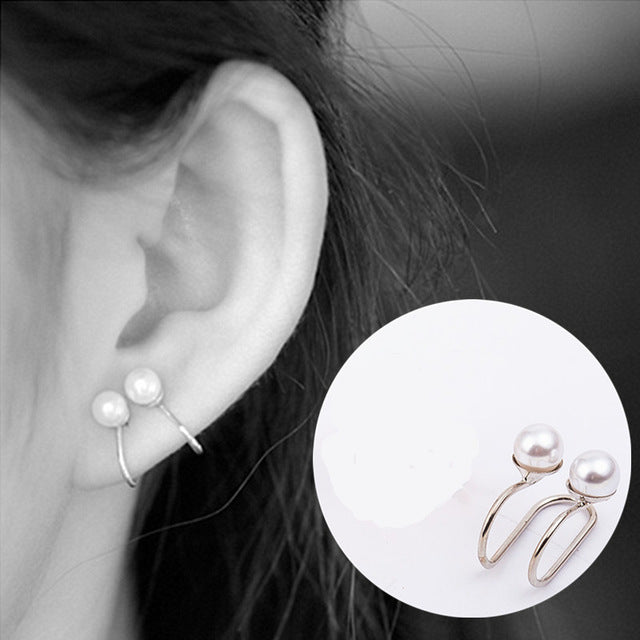 New Brincos Clip Earring Simulated-pearl Crystal Heart Leaf Star Flower Ear Bone Cuff Earrings For Women Men Jewelry