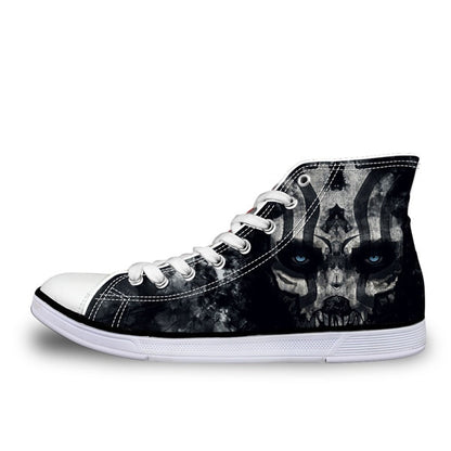 Cool Skull Fashion Men's Casual Canvas Shoes for Teenage Boys Leisure Summer Sneaker