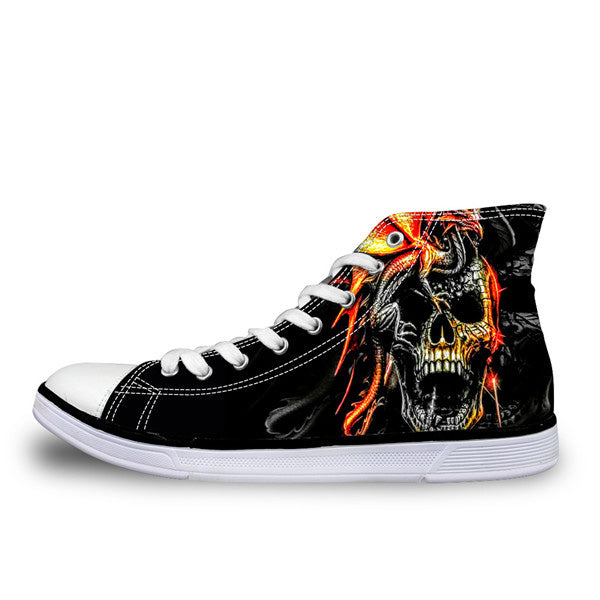 Cool Skull Fashion Men's Casual Canvas Shoes for Teenage Boys Leisure Summer Sneaker