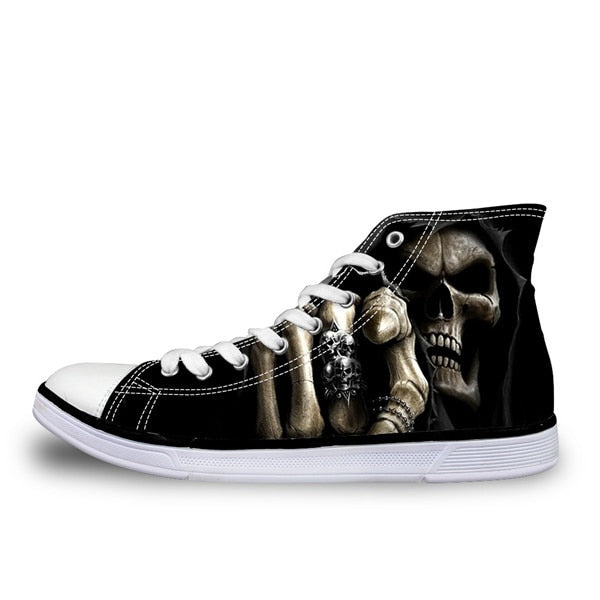 Cool Skull Fashion Men's Casual Canvas Shoes for Teenage Boys Leisure Summer Sneaker