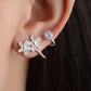 Fashion silver & Rose Gold Color AAA Crystal Clip Earrings Flower Design Earring For Women Ear Clip Jewelry