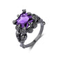 Skull Ring Black Zircon Women's Wedding Ring Punk Jewelry