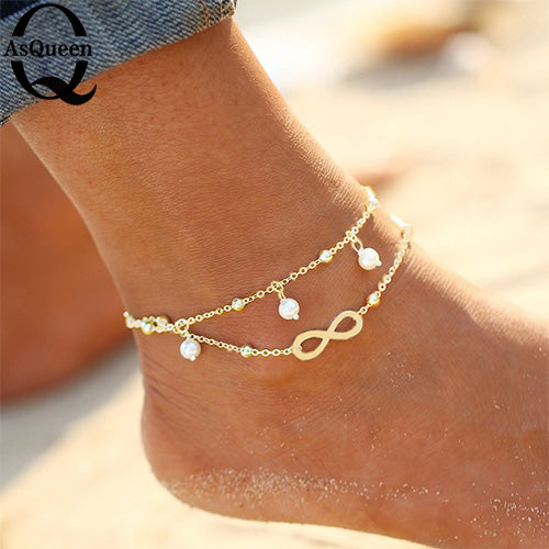 Sexy Gold silver plated Ankle Chain Anklets Bracelet New Charm Anklet for Women Vintage Foot Jewelry