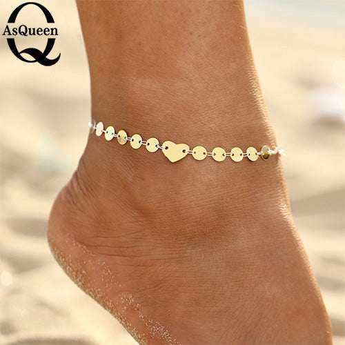 Sexy Gold silver plated Ankle Chain Anklets Bracelet New Charm Anklet for Women Vintage Foot Jewelry