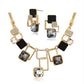 Luxury Crystals Square Jewelry Sets Geometric Earrings Square Pendant Snake Chain Necklace Jewelry Women Parure Bijoux