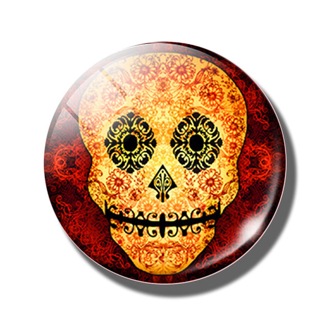 20 PCS Sugar Skull Day of The Dead 25MM Glass Cabochons