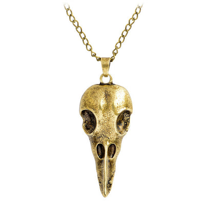 Pendant necklace Raven skull Bird skull pendant necklace bronze ancient silver viking jewelry Necklace for men