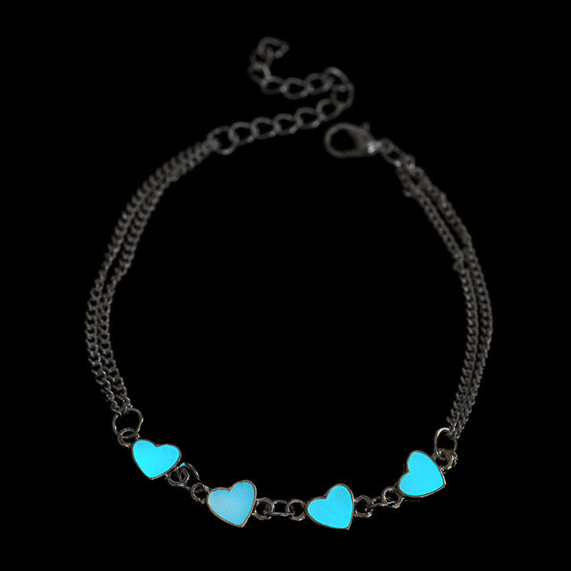 New Fluorescent Luminous Flower Star Heart Charm Bracelets For Women Lover Bangles Party Fashion Glow In Dark Jewelry Gift