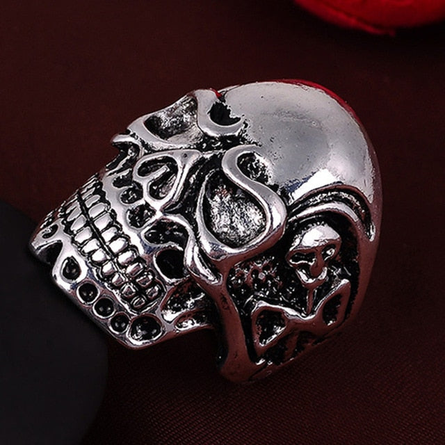 Punk Vintage Trend Men's Ring Gothic Men Skull Flower Biker Zinc Alloy Ring Man Fashion Rings Free Shipping sa977