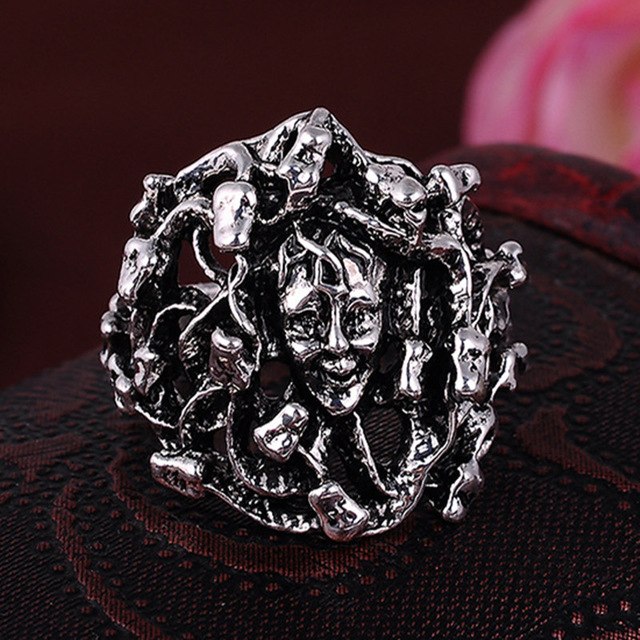 Punk Vintage Trend Men's Ring Gothic Men Skull Flower Biker Zinc Alloy Ring Man Fashion Rings Free Shipping sa977