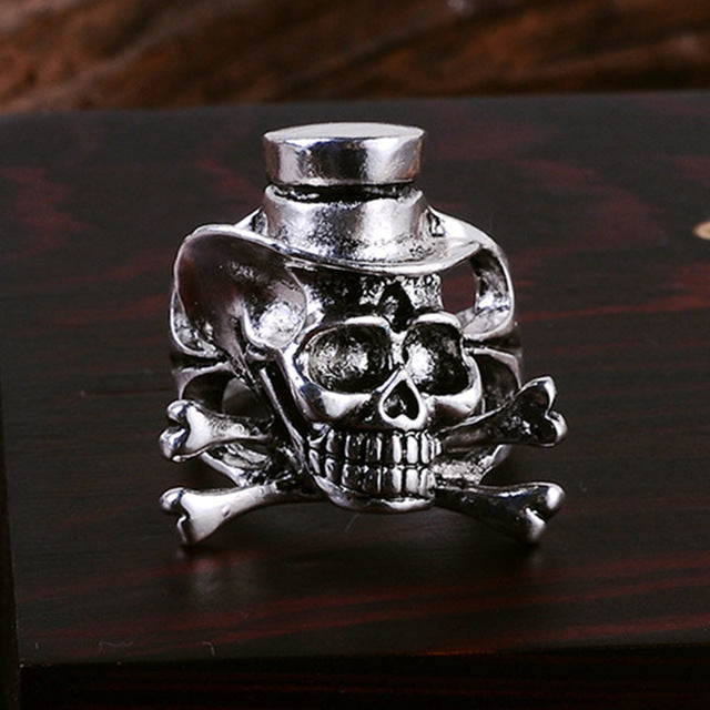 Punk Vintage Trend Men's Ring Gothic Men Skull Flower Biker Zinc Alloy Ring Man Fashion Rings Free Shipping sa977