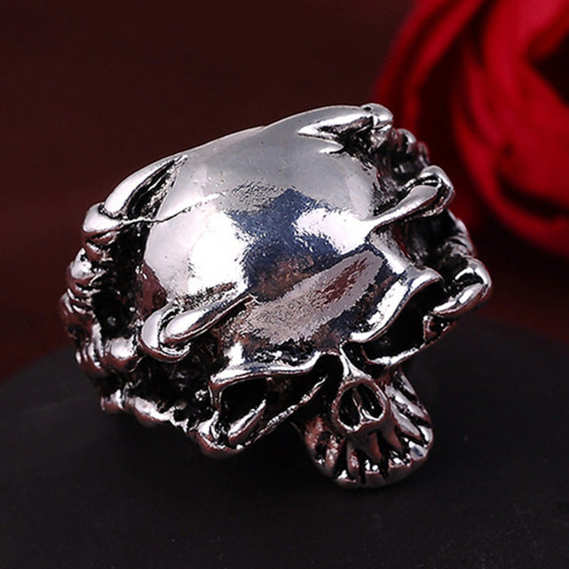 Punk Vintage Trend Men's Ring Gothic Men Skull Flower Biker Zinc Alloy Ring Man Fashion Rings Free Shipping sa977