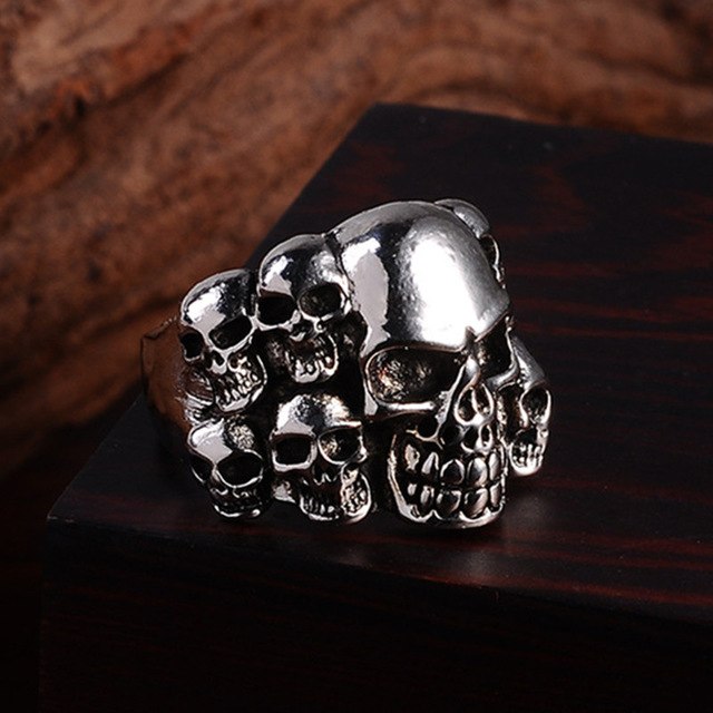 Punk Vintage Trend Men's Ring Gothic Men Skull Flower Biker Zinc Alloy Ring Man Fashion Rings Free Shipping sa977