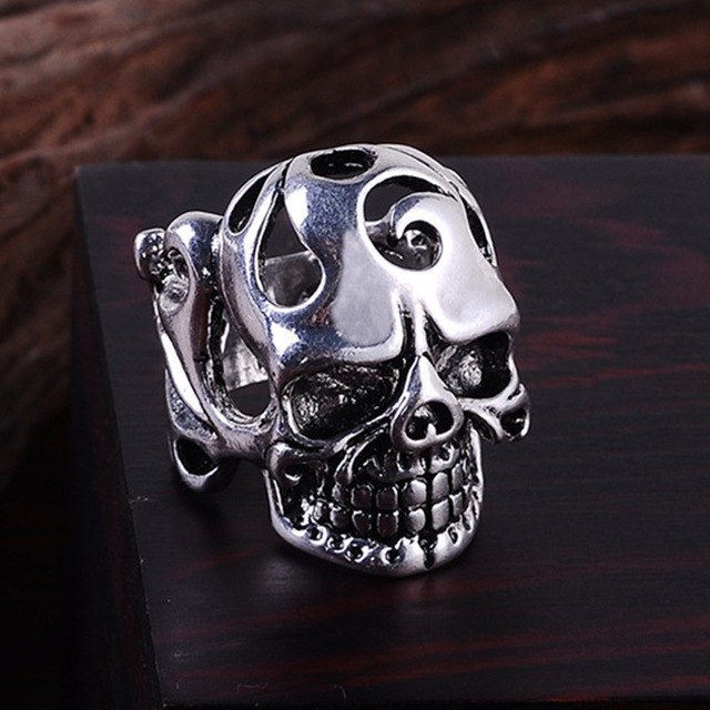 Punk Vintage Trend Men's Ring Gothic Men Skull Flower Biker Zinc Alloy Ring Man Fashion Rings Free Shipping sa977