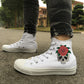Original Design Skull Series Shoes Tattoo Totem Red Rose Flower Women Men's Casual Canvas Sneakers White Black High Tops