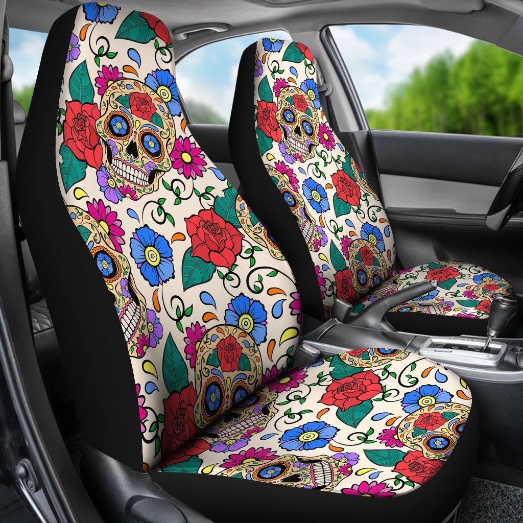 Gnarly Tees Sugar Skull Pattern Car Seat Cover