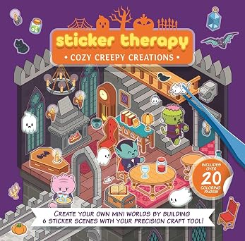 Sticker Therapy: Cozy Creepy Creations: Create Your Own Mini Worlds by Building 6 Sticker Scenes with Your Precision Craft Tool - skull sticker