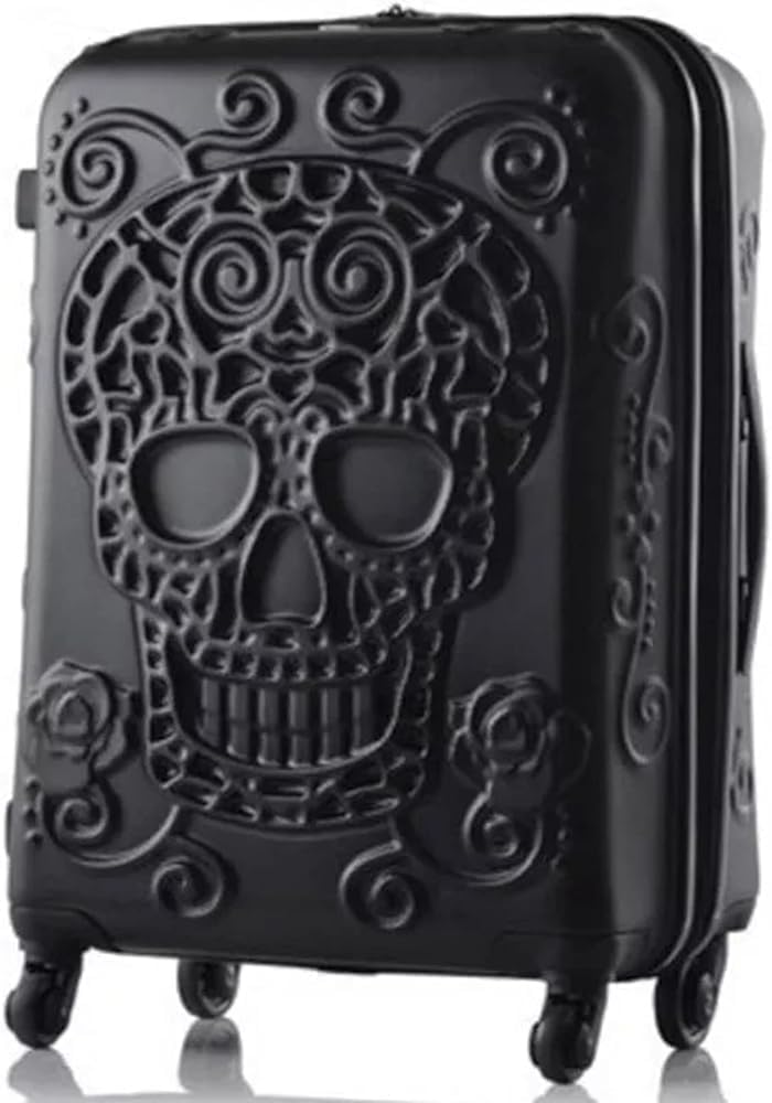 20"/24"/28" Skull Design Travel Suitcase – Spinner Rolling Luggage Trolley Bag for Travel(Size:28")