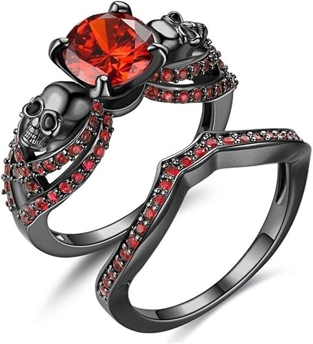 Gothic jewelry Skull Rings Halloween Punk Engagement Black Rings for Women Vampire Accessories Christmas Gifts