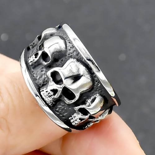 Stainless Steel Cool Skull Rings Gothic Death Skull Skeleton Cocktail Party Biker Statement Retro Vintage Ring
