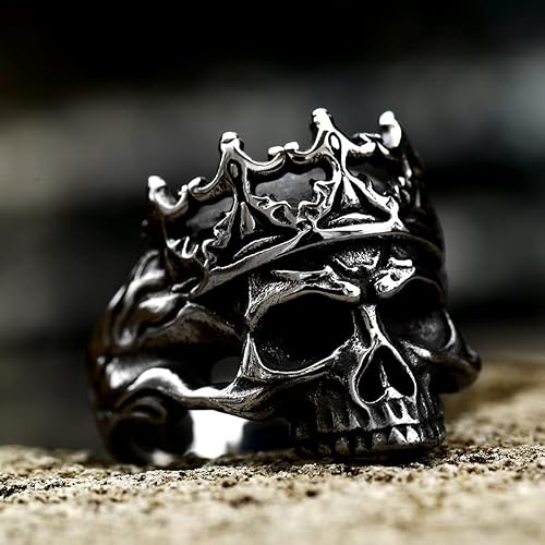 Death Skull Ring for Men Stainless Steel Jewelry Biker Rings Scary Death Ring Skull for Gifts