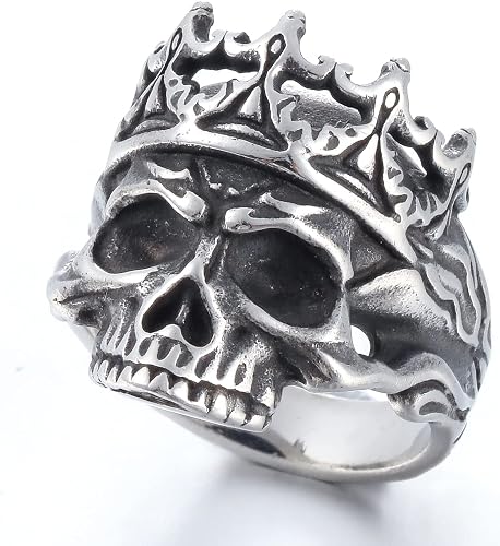 Death Skull Ring for Men Stainless Steel Jewelry Biker Rings Scary Death Ring Skull for Gifts