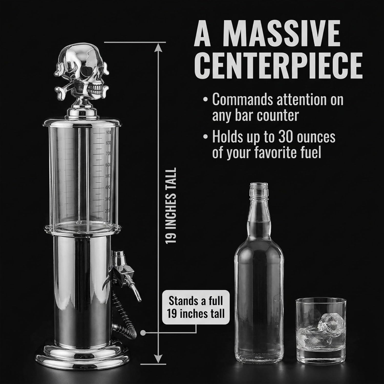 Godinger Gas Pump Skull Crossbones Fini Dispenser