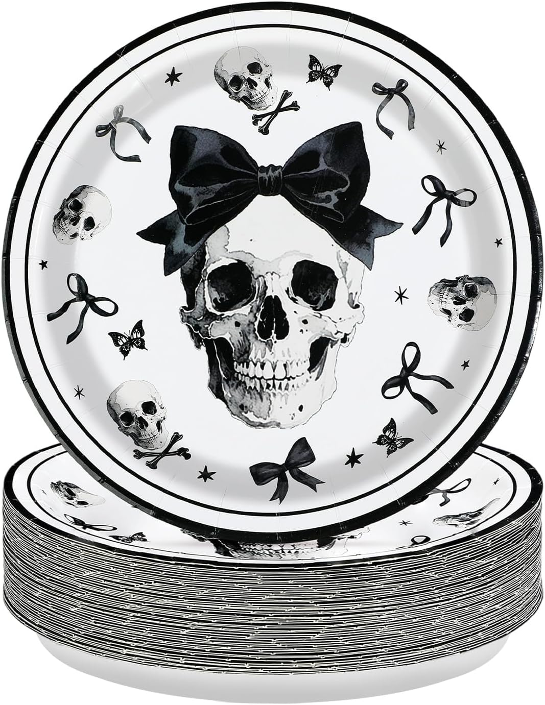 50Pcs Skeleton Paper Plates 9 Inch for Halloween