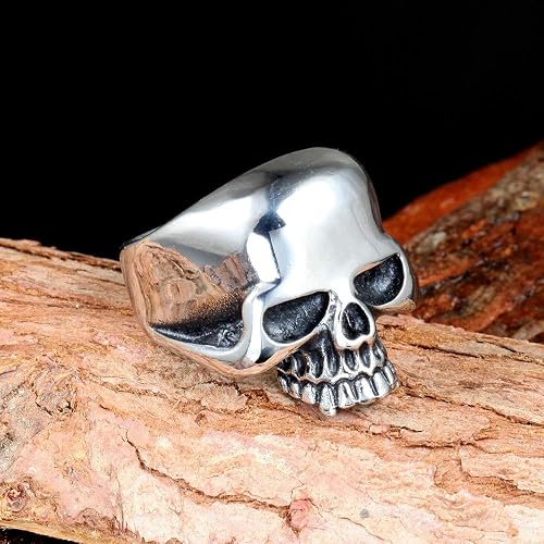 316L Stainless Steel Men's Cool Skull Head Ring Punk New Jewelry Black/Blue/Gold/Silver
