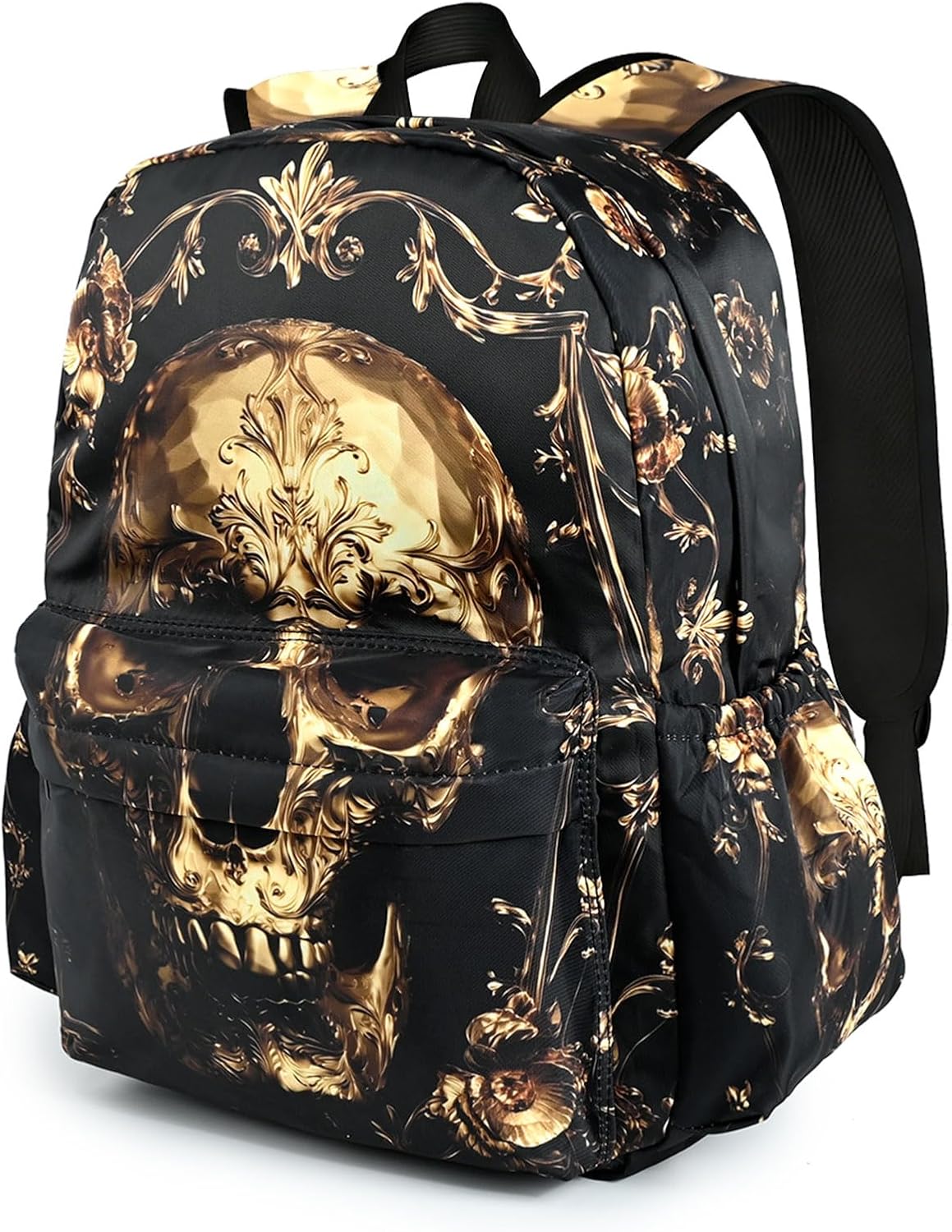Skull School Backpack for Girls Boys Teens Bookbag 17 Inch Laptop Backpack for Sports Travel Camping