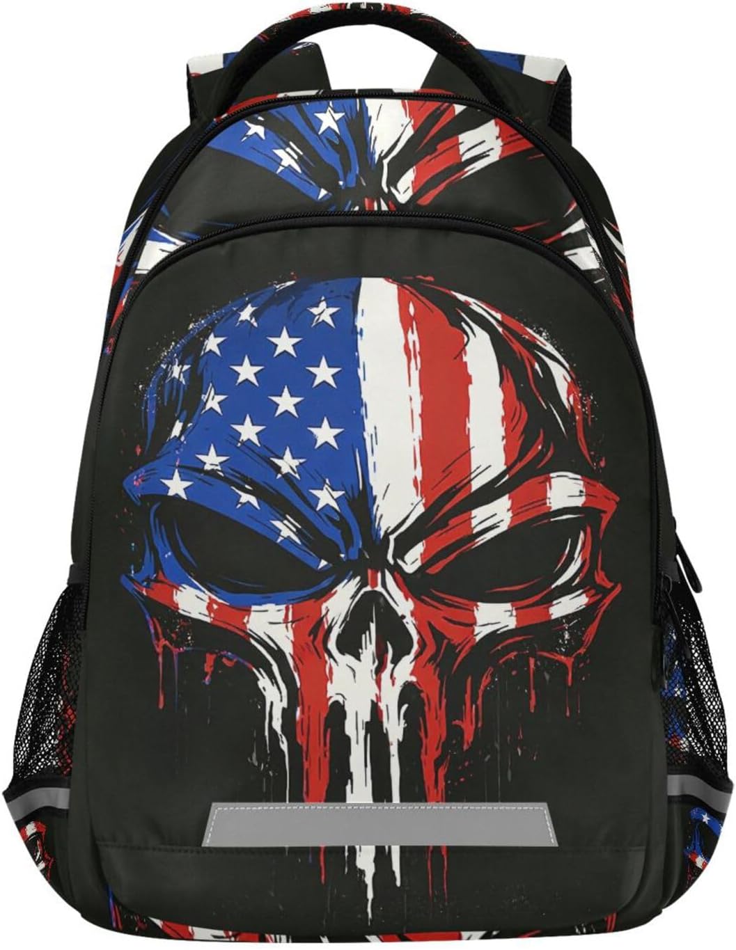 Skull American Flag Backpacks Lightweight Laptop Backpack School Book Bag Travel Hiking Daypack for Women Men Kids One Size