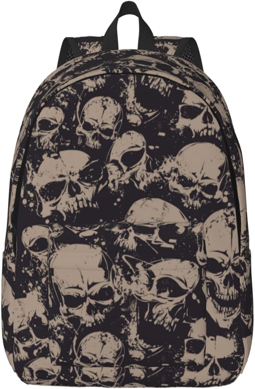 Skull Horror Scary Vintage Backpack for Girls Boys Women Lightweight Canvas Bookbag Casual for Travel Outdoor Camping