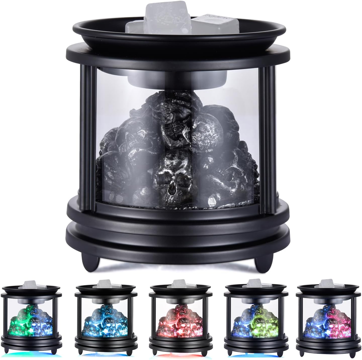 Halloween Wax Warmer - Skull Wax Melter for Scented Wax Cubes & Essential Oils, 4-in-1 Electric Warmer with Hot Plate, Spooky Ghost Decor Gift