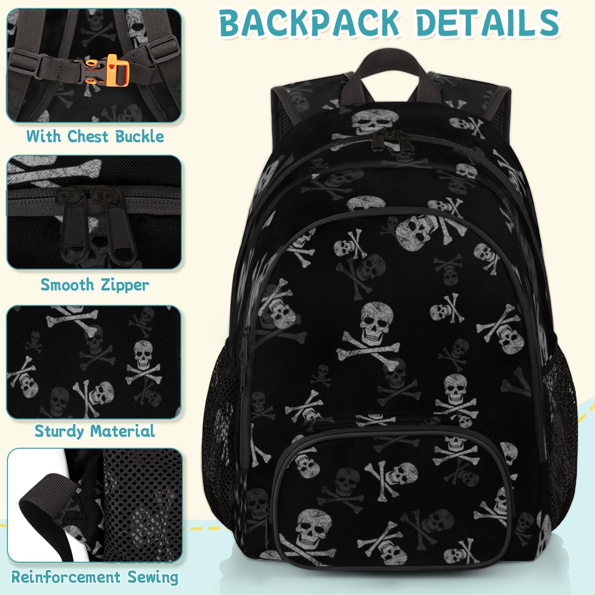 Crystal Skull Backpack for Women Men Travel Backpack Laptop Backpack Tablet Casual Big Capacity Backpack Water Resistant Daypack Bags Bookbags Outdoor Camping