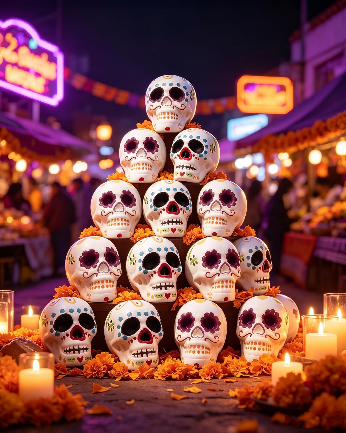 Day of the Dead Sugar Skull Mini Figures Altar Ofrenda Decorations 12pcs