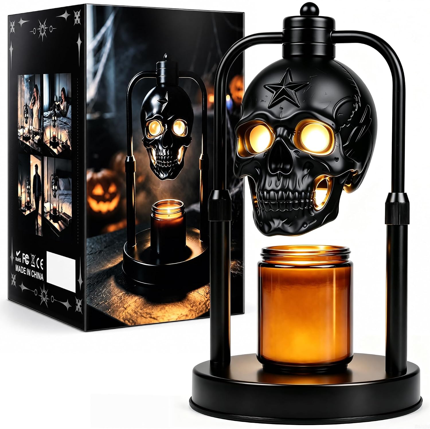 Skull Candle Warmer Lamp with Timer, Year-Round Gothic Decor