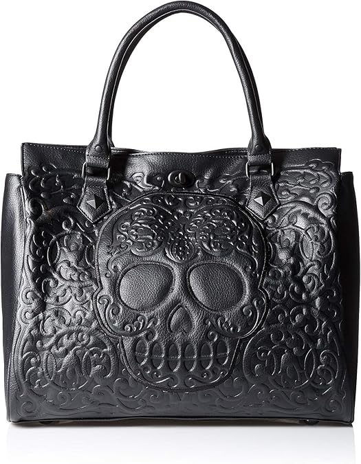 Loungefly Lattice Skull Tote Shoulder Bag, Black, One Size