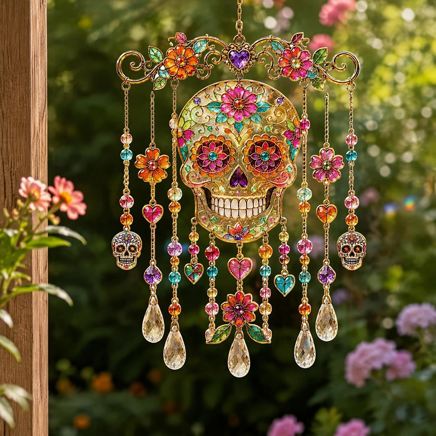 Halloween Decoration Wind Chime Acrylic Stained Glass Ghost Decor