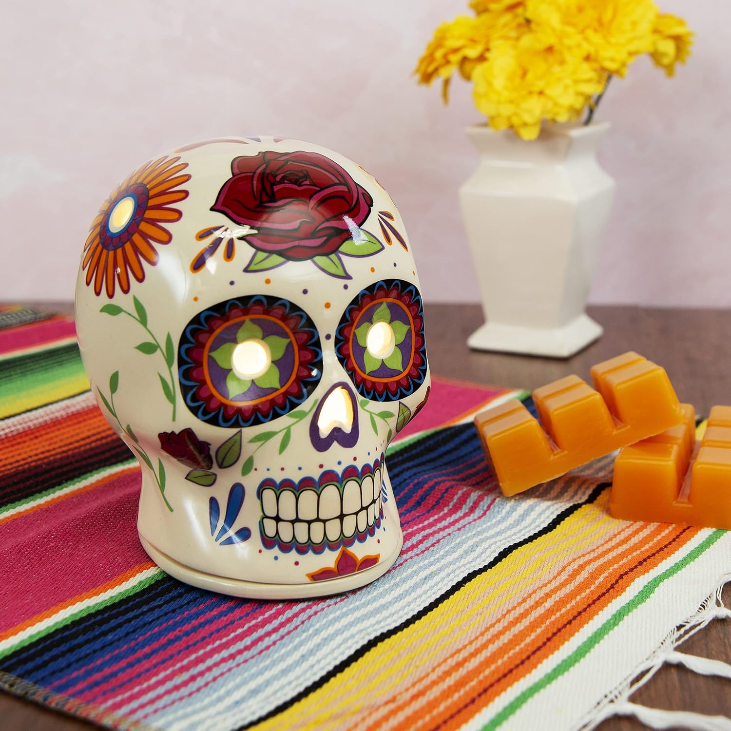 ScentSationals Flor De Muerto - Day of The Dead Wax Warmer for Scented Wax