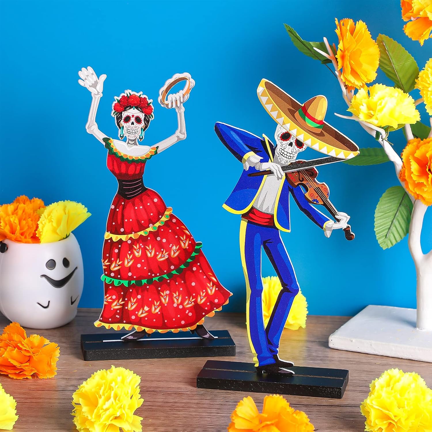 Vicenpal 2 Pieces Day of the Dead Decoration Dia de Los Muertos Decor,Skull