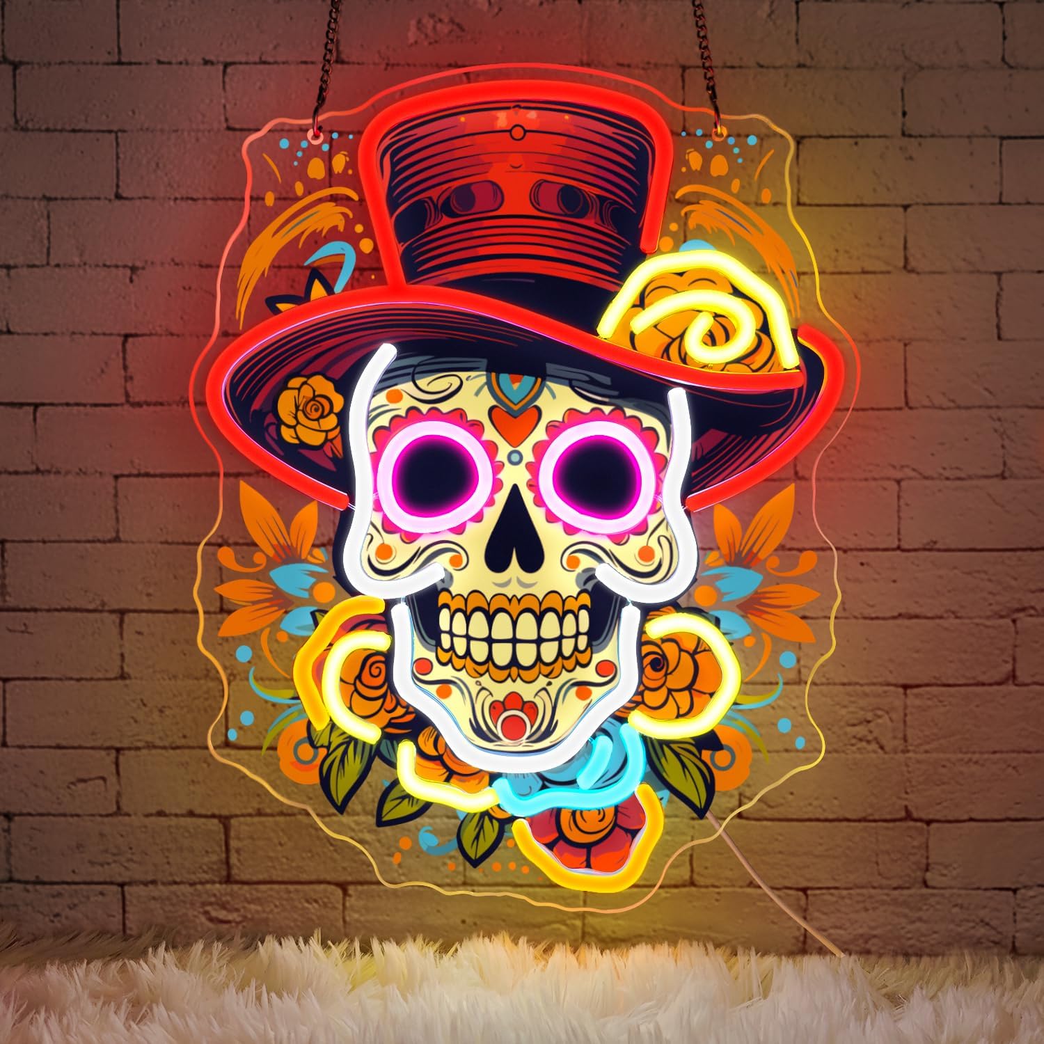 Dia De Los Muertos Decorations,Mexican Sugar Skull Neon Sign